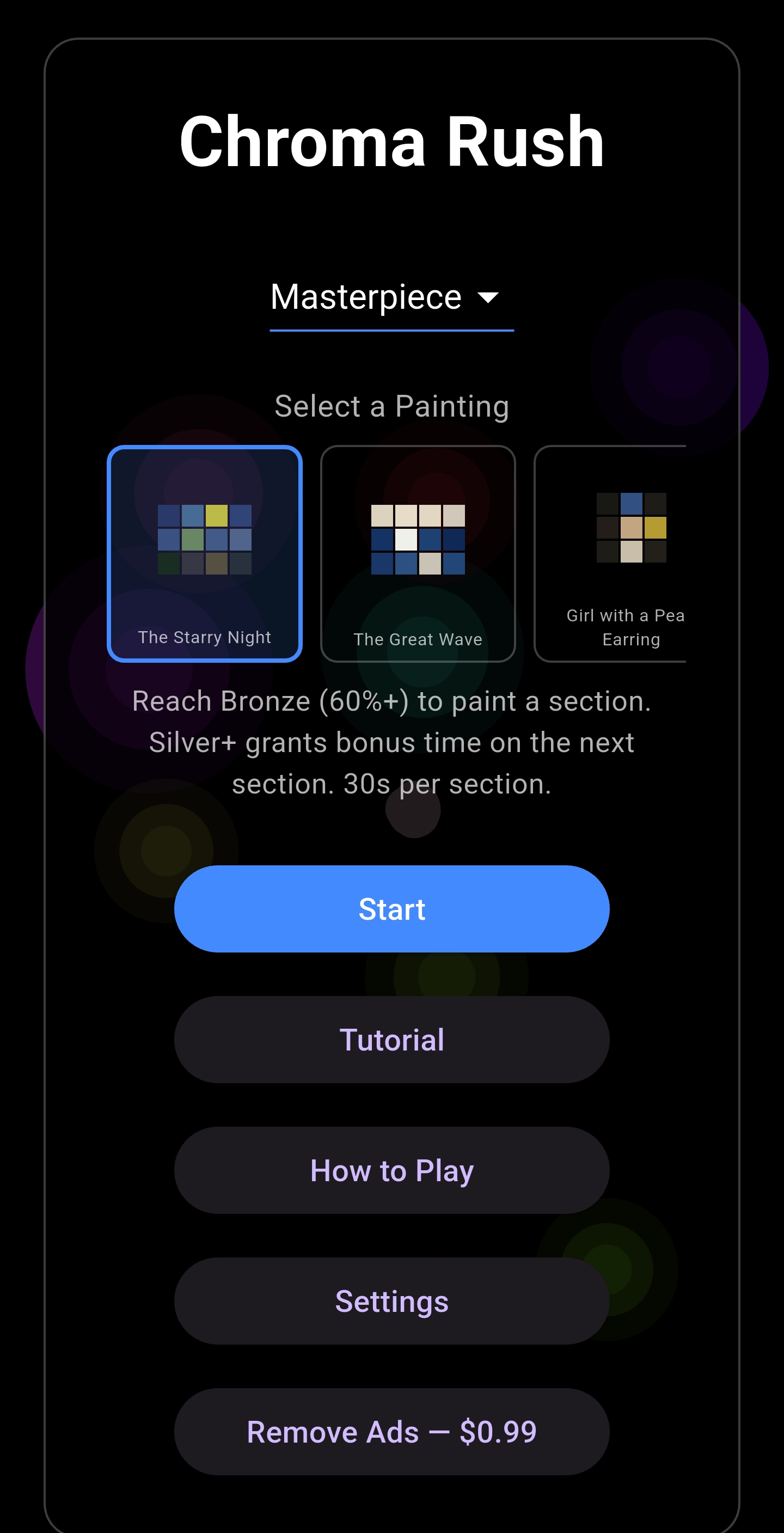 Chroma Rush gameplay screenshot — color mixing in action